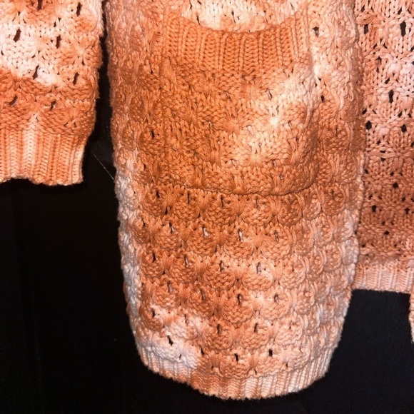 Peach Love Super Soft Tie-dye Chunky Knit Open Front Oversized Boho Cardigan S - Picture 3 of 12